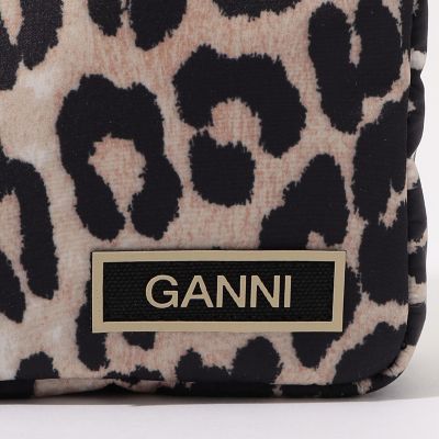GANNI Recycled Tech レオパード ショルダーバッグ