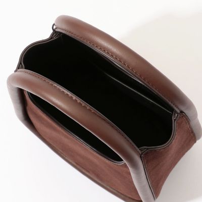 美品【保存袋付】オルセット　ハンドバッグ　スエードコンビラウンドバッグ　ブラウン ORSETTO スエードコンビ ラウンドバッグ | maison TOMORROWLAND