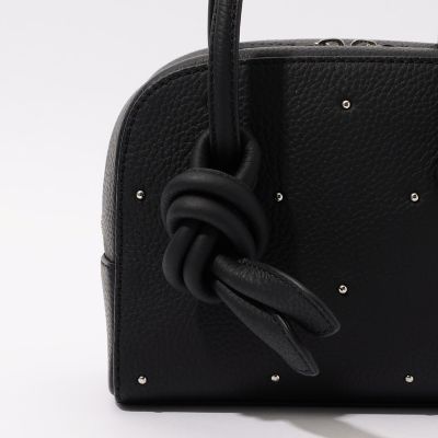 美品 vasic apero mini ハンドバッグ 黒 本革 ノット 別注】VASIC