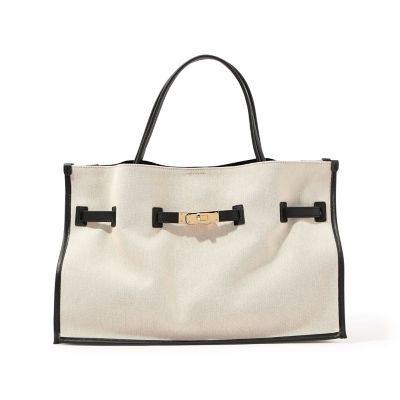 ＜maison TOMORROWLAND＞ＶＩＯＬＡｄ’ＯＲＯ　キャンバス　レザーパイピング　トートバッグ　Ｌ