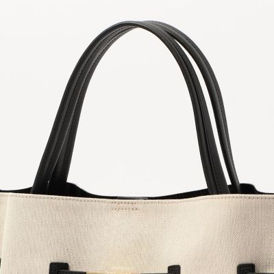 VIOLAd'ORO キャンバス レザーパイピング トートバッグ L