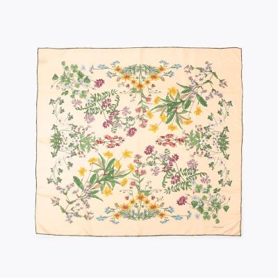 【美品】トゥモローランド　イタリア製 スカーフ　ボタニカル　シルク TOMORROWLAND ボタニカルモチーフ シルクスカーフ