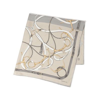 TOMORROWLAND シルクスカーフ 大判 トラベルイラスト柄 ホワイト ATELIER TOMORROW BELT シルクスカーフ | maison