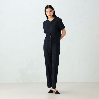 BACCA シアサッカーブラウス ネイビー 36 2024 今期新作2024SS bacca シアサッカーブラウス 36