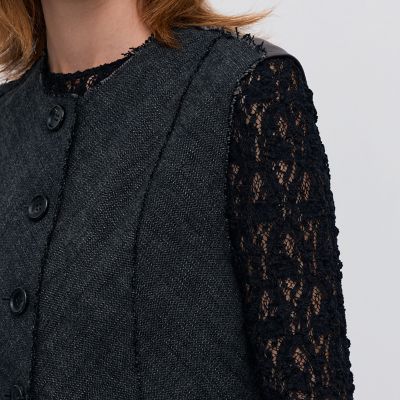 ヘリンボーンツイード カットオフコンビベスト | maison TOMORROWLAND