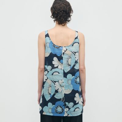 Comme des Garçons フラワープリント ノースリーブチュニック ブルーフラワープリント チュニックノースリーブブラウス | maison