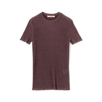 レーヨンラメ　リブハーフスリーブニット