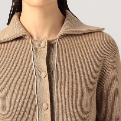 ラメウール フラットカラーニットカーディガン | maison TOMORROWLAND