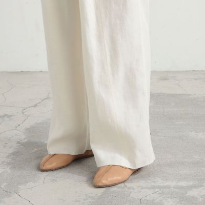 リネンツイル　タックワイドパンツ