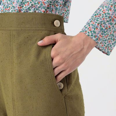 コットンレーヨンネップツイード　パンツ