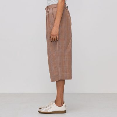 レーヨンリネン　グレンチェックハーフパンツ