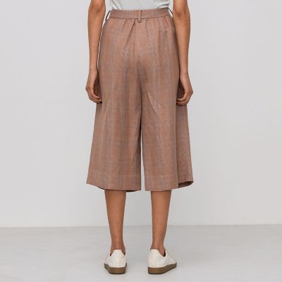 レーヨンリネン　グレンチェックハーフパンツ
