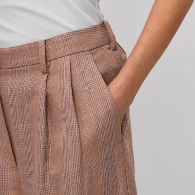 レーヨンリネン　グレンチェックハーフパンツ
