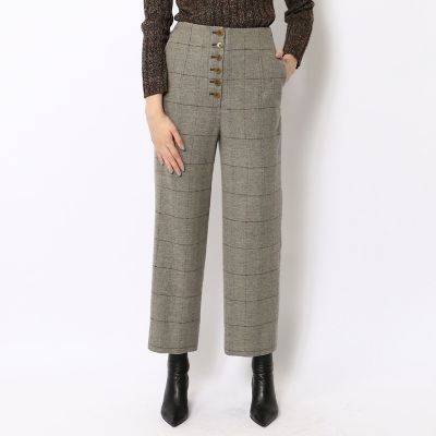ウールヘリンボーンチェック ワイドパンツ | maison TOMORROWLAND  