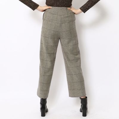 ウールヘリンボーンチェック ワイドパンツ | maison TOMORROWLAND  