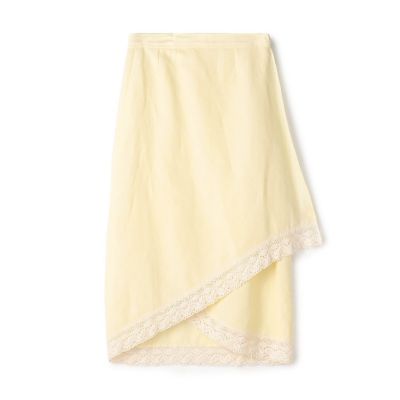 ＜maison TOMORROWLAND＞【予約商品９月下旬以降順次お届け】ナイロンリネンビンテージギャバジン　レースコンビラップスカート