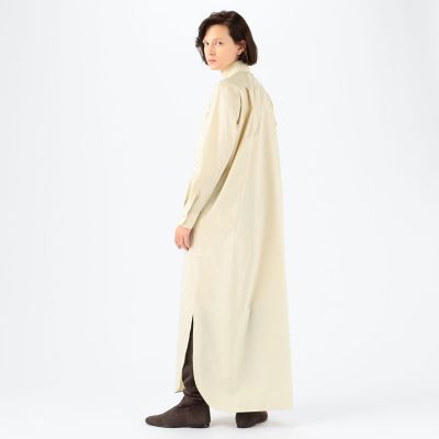 コットンポリエステルツイル ロングシャツドレス