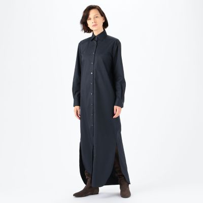コットンポリエステルツイル ロングシャツドレス