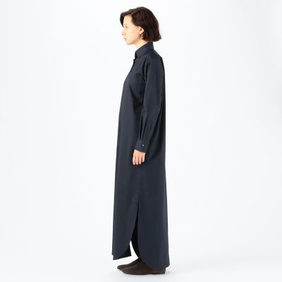 コットンポリエステルツイル ロングシャツドレス