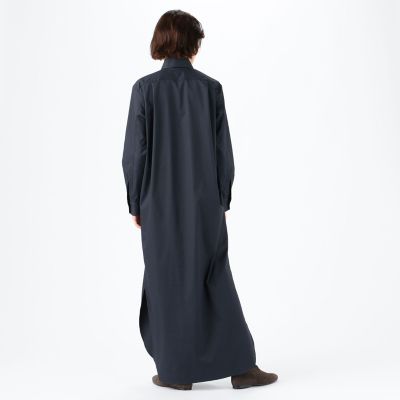 コットンポリエステルツイル ロングシャツドレス