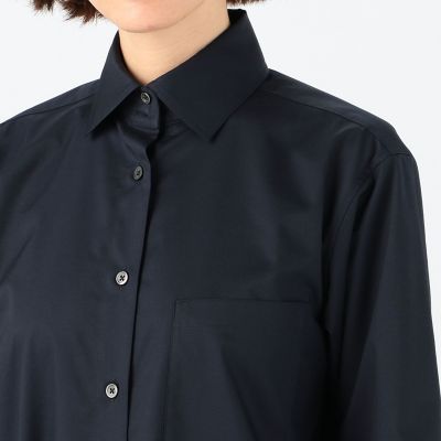 コットンポリエステルツイル ロングシャツドレス