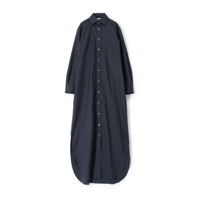 コットンポリエステルツイル ロングシャツドレス
