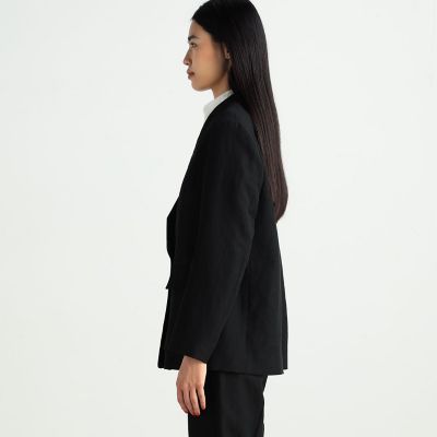 24SS 完売品✨BACCA ウールリネンギャバジンテーラードジャケット 黒36 BACCA（バッカ）の「ウールリネンギャバジン テーラード