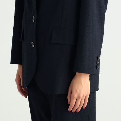 STONE  シアサッカー ブラックジャケット 一部店舗限定】シアサッカースタンドネックブルゾン