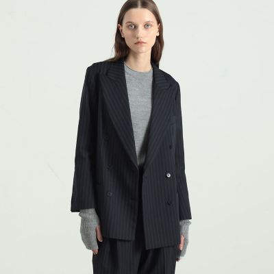 美品LEONARD ストライプ テーラードジャケット 40 40's～ Bondonia バッヂ！ ブラック ストライプ柄 UKスクール