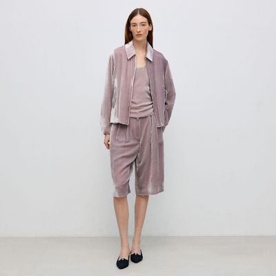 'S MaxMara リネン シルク ジップアップ ブルゾン 茶 42 レーヨンシルクベルベット ジップアップブルゾン | maison
