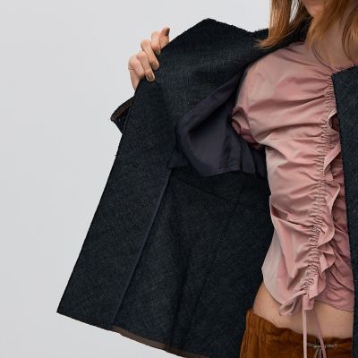 ヘリンボーンツイード ノーカラージャケット | maison TOMORROWLAND