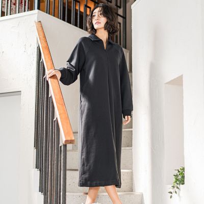 裏毛ロングワンピース≪洗濯機で洗える≫