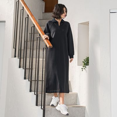 裏毛ロングワンピース≪洗濯機で洗える≫