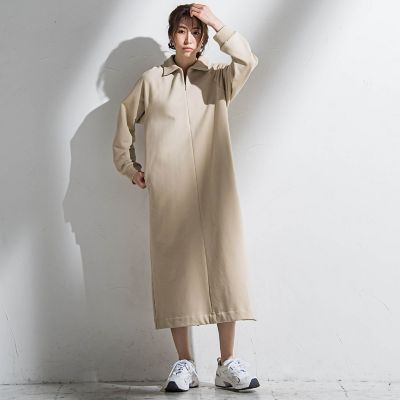 裏毛ロングワンピース≪洗濯機で洗える≫