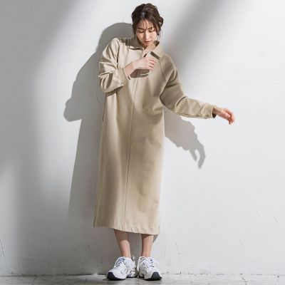 裏毛ロングワンピース≪洗濯機で洗える≫