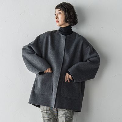 軽さと贅沢なぬくもり”ノーカラーリバーコート | la.f（Women）/ラ