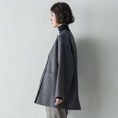 軽さと贅沢なぬくもり”ノーカラーリバーコート | la.f（Women）/ラ
