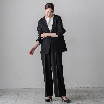 ◽️定価3.2万円　ラエフ　ノーカラースラブストレッチジャケット la.f… - 定価3.2万円 ラエフ ノーカラースラブストレッチ