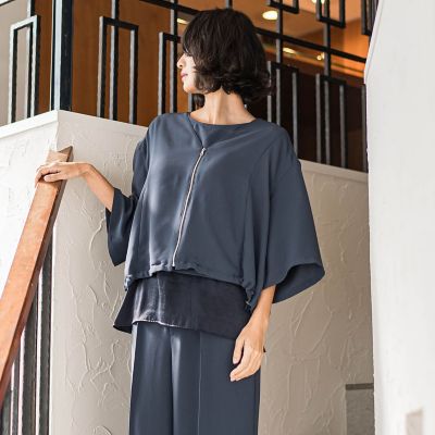 シワレス”ジップアップブルゾン≪洗濯機で洗える≫ | la.f