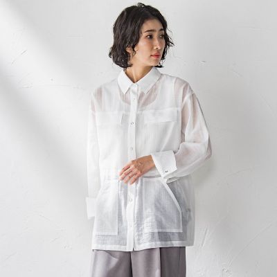 ポケット付きシアーシャツジャケット≪洗濯機で洗える≫