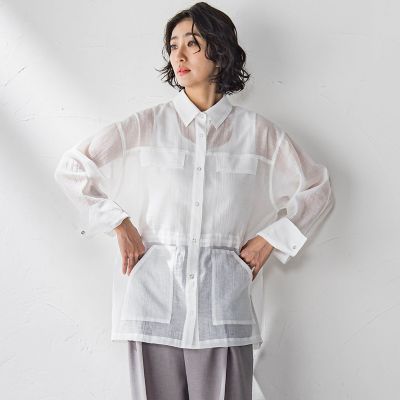 ポケット付きシアーシャツジャケット≪洗濯機で洗える≫