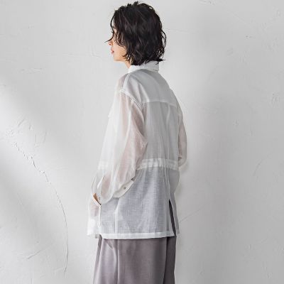 ポケット付きシアーシャツジャケット≪洗濯機で洗える≫