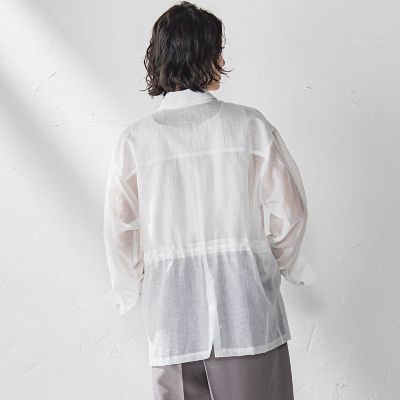 ポケット付きシアーシャツジャケット≪洗濯機で洗える≫
