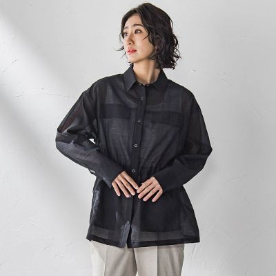 ポケット付きシアーシャツジャケット≪洗濯機で洗える≫