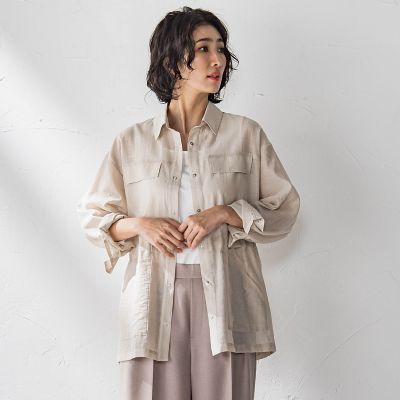 ポケット付きシアーシャツジャケット≪洗濯機で洗える≫