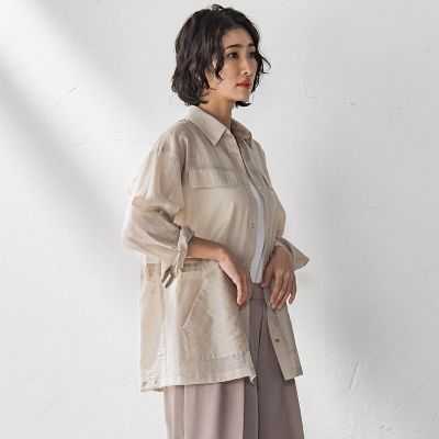 ポケット付きシアーシャツジャケット≪洗濯機で洗える≫