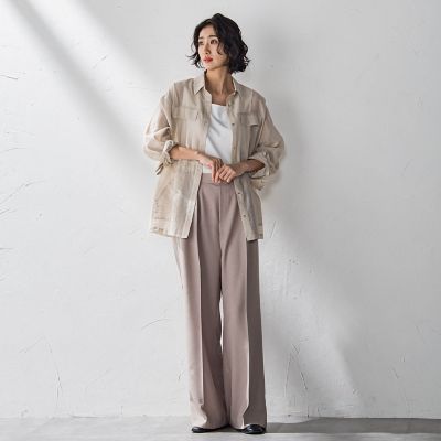 ポケット付きシアーシャツジャケット≪洗濯機で洗える≫