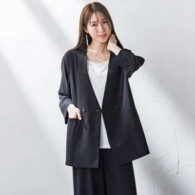 ドライギャバストレッチノーカラージャケット≪手洗い可能