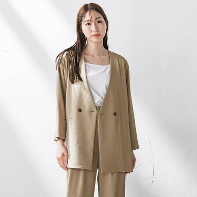 高級⭕️新品同様　恵比寿三越　１点もの　ノーカラージャケット　ラビットファー SUMMER SALE 8/1～】Model NO-286 4者混 ライトグレーストライプ