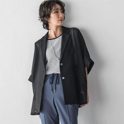 ＜la.f...（Women）＞シャンブレーメッシュジャケット